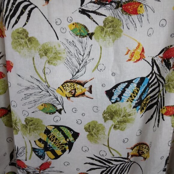 Stonebridge | VTG Linen Maxi Wrap Skirt Tropical Fish Print  | Size 10 - Picture 7 of 11